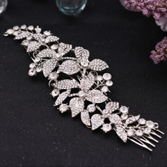Boho Rhinestone Bridal Hair Comb Floral Wedding Accessory