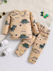 Baby Dinosaur Print Casual Outfit Set