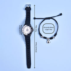 Boys' Soccer Sports Watch LED Glow Wristwatch & Bracelet Set