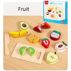 Wooden Play Food for Toddlers Fruit & Veggies Cutting Set Kids