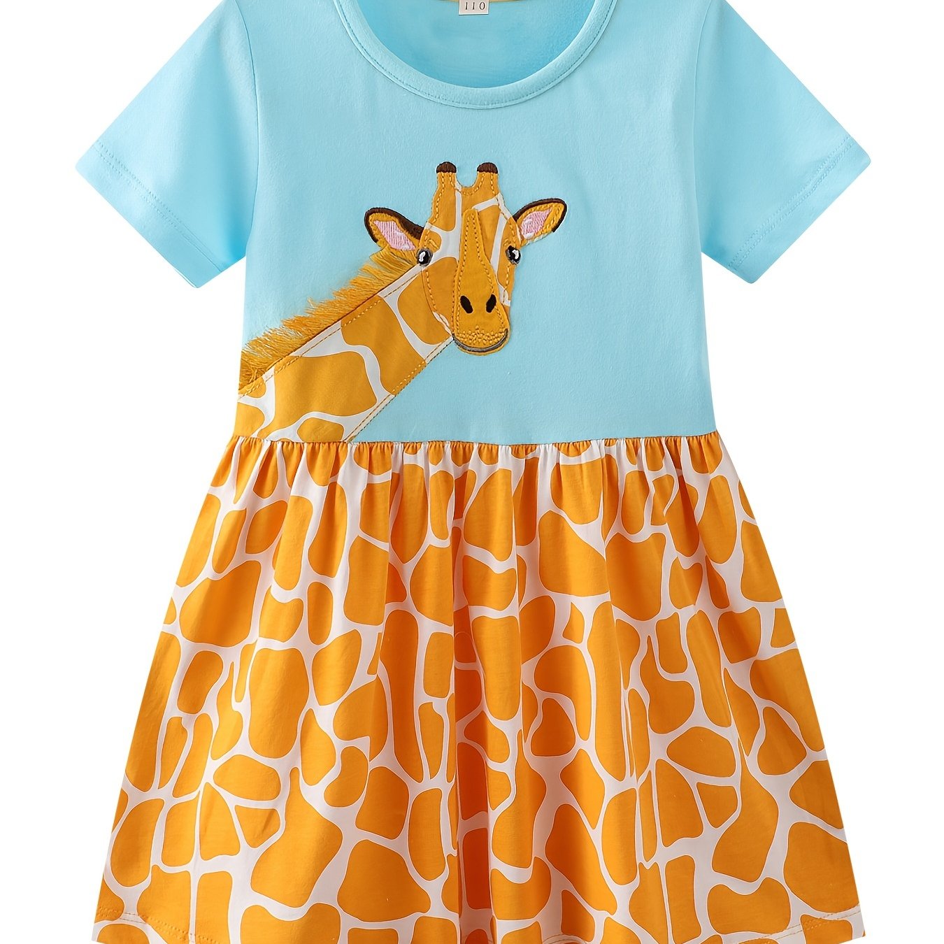 Girls Giraffe Graphic Casual Dress Soft & Comfortable