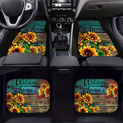 4pcs Sunflower Pattern Car Seat Cover Set, Front & Rear Seat Covers