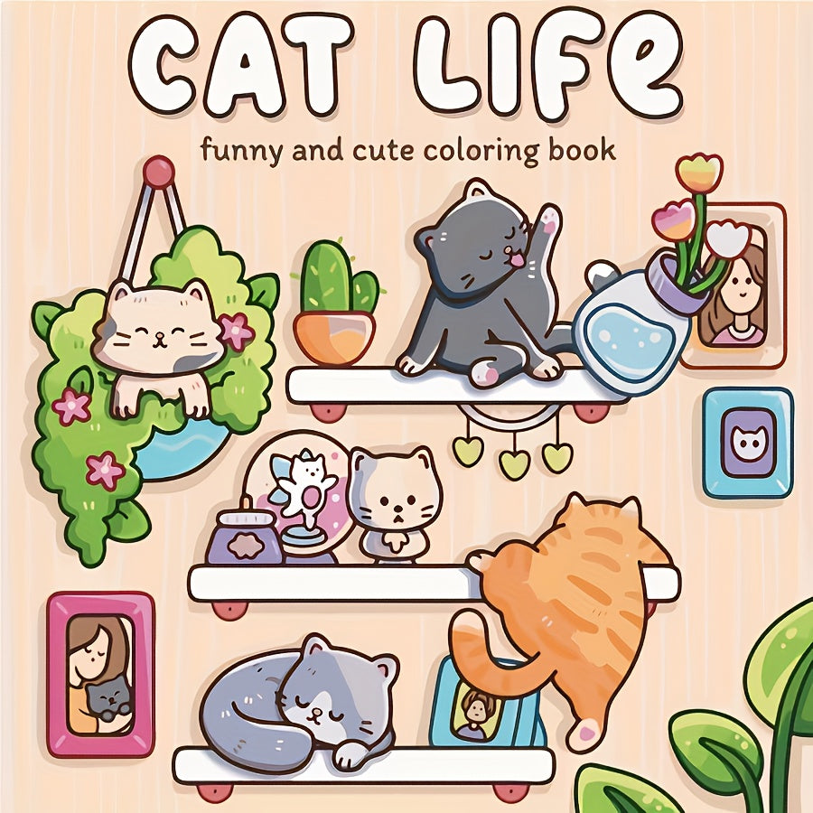 Cat Life Coloring Book for Adults - Relaxing Cat Illustrations