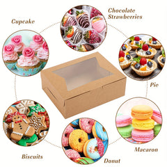 32pcs Brown Pastry Boxes with Windows - Gift Packaging for Cookies