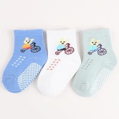 3 Pairs Baby Boys Anti-Skid Striped & Koala Bear Pattern Socks