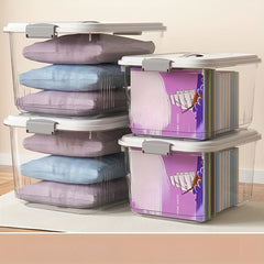 1pc Transparent Storage Box with Lid Home Organization and Storage