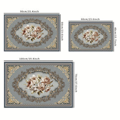 Non Slip Floral Welcome Mat Machine Washable Indoor Outdoor Entrance Mat