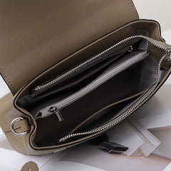 Women's Leather Crossbody Bag Detachable Strap Magnetic Closure Khaki Green
