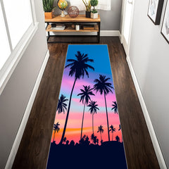 Tropical Palm Trees Pattern Carpet Purple Art Area Rug
