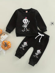 Pumpkin Graphic Pullover Top & Pants 2pcs Set