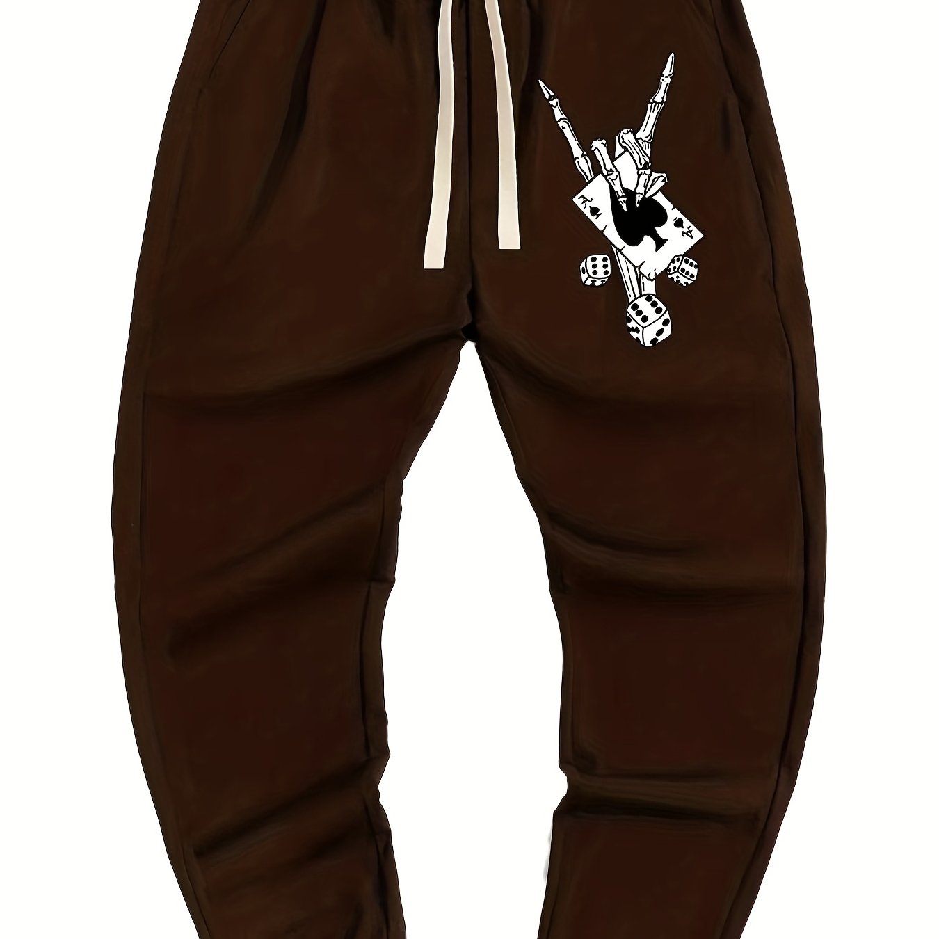 Hand Skeleton & Dice Poker Print Men's Drawstring Sweatpants