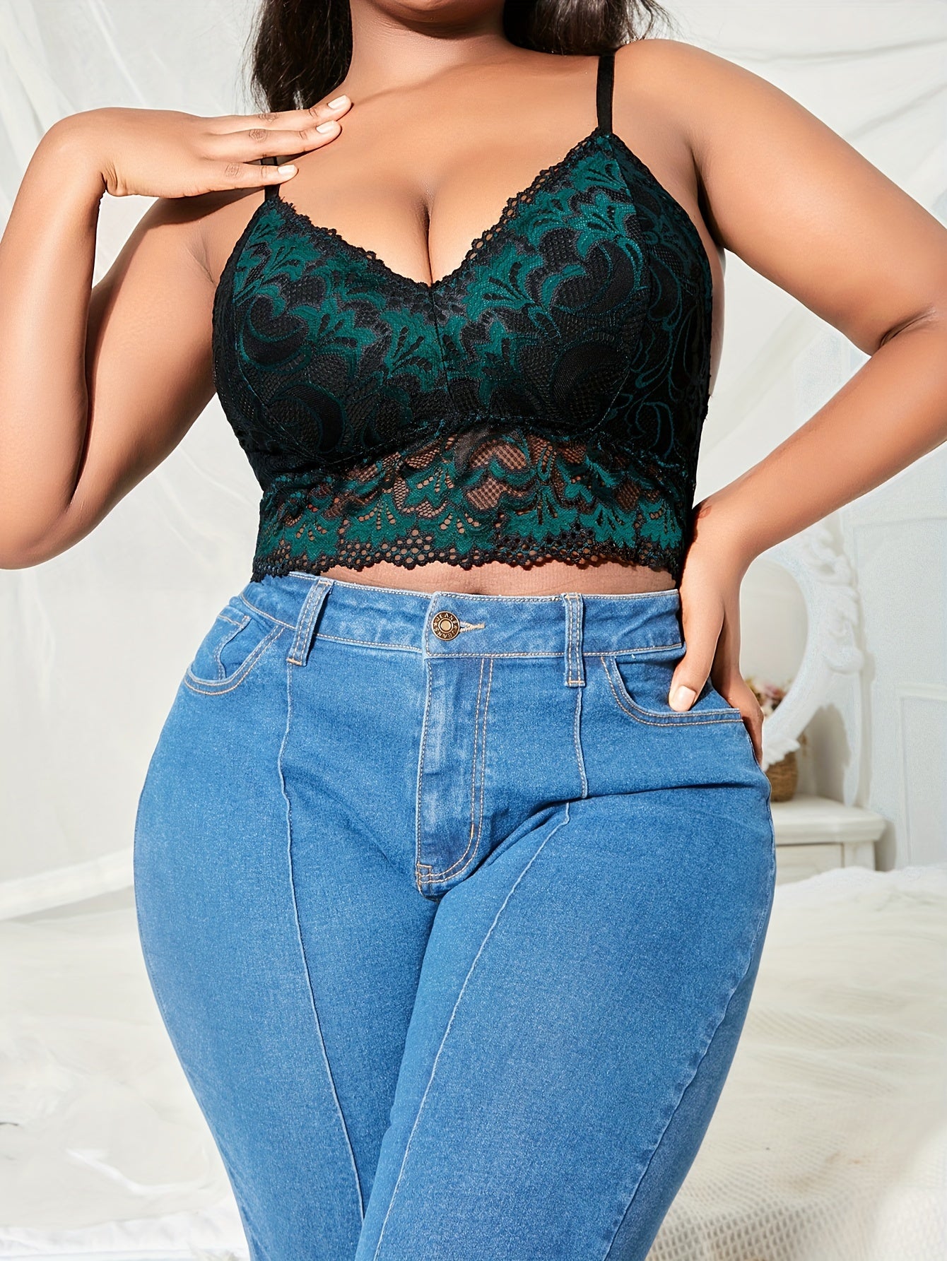 Lace V Neck Longline Bra