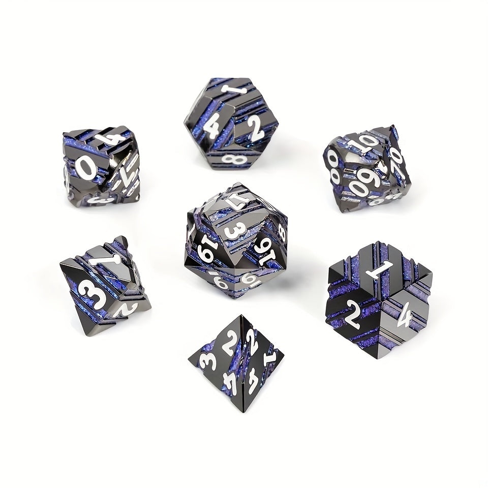 7-Piece Sparkling Metal Dice Set for Board Games