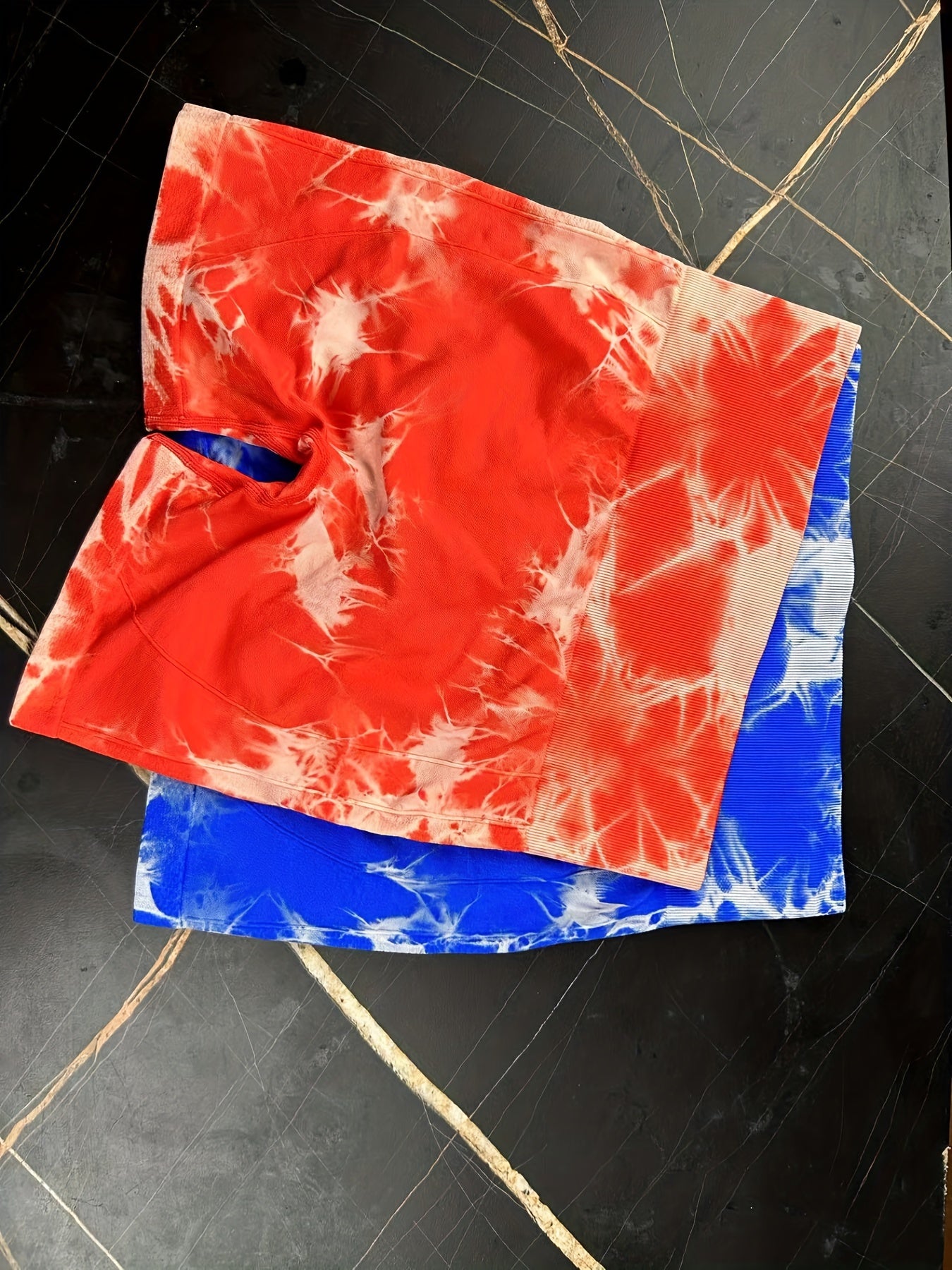 2pcs Tie Dye Women's Sports Shorts for Workout Fitness Yoga