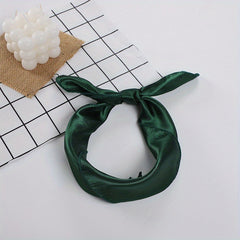Solid Square Scarf Satin Neckerchief Bandana Head Wrap Hair Accessories