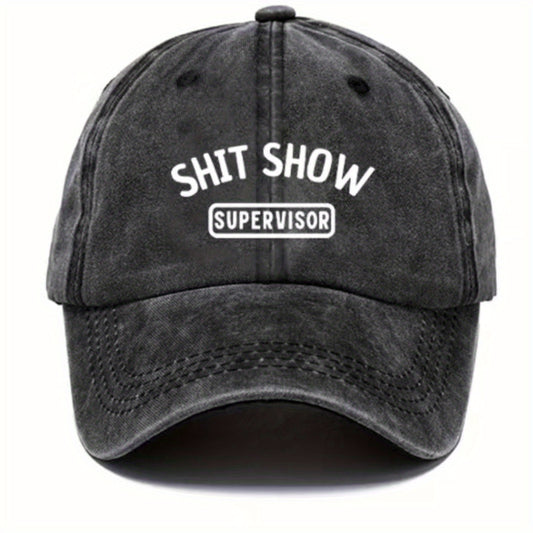 Adjustable Printed Sunscreen Washed Denim Baseball Cap for Outdoor Activities