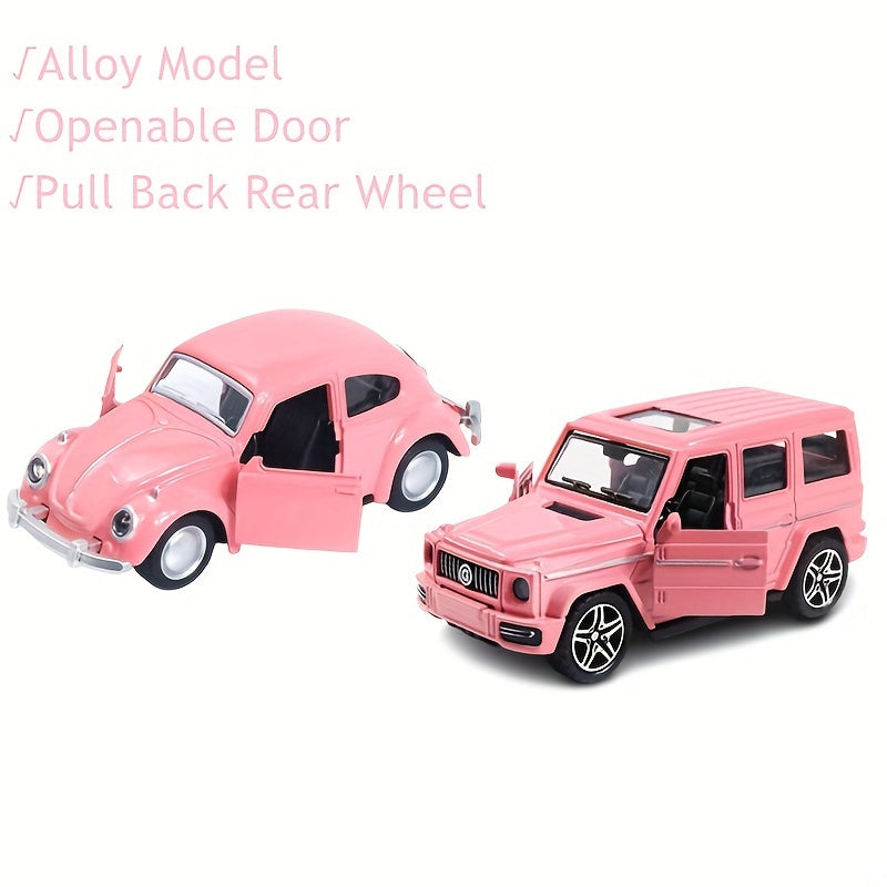 4pcs Pink Trinkets Car Toy Collection Alloy Metal Motorcycle Off road Car Toys