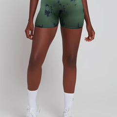 Tie Dye Biker Shorts Tummy Control Wide Waistband