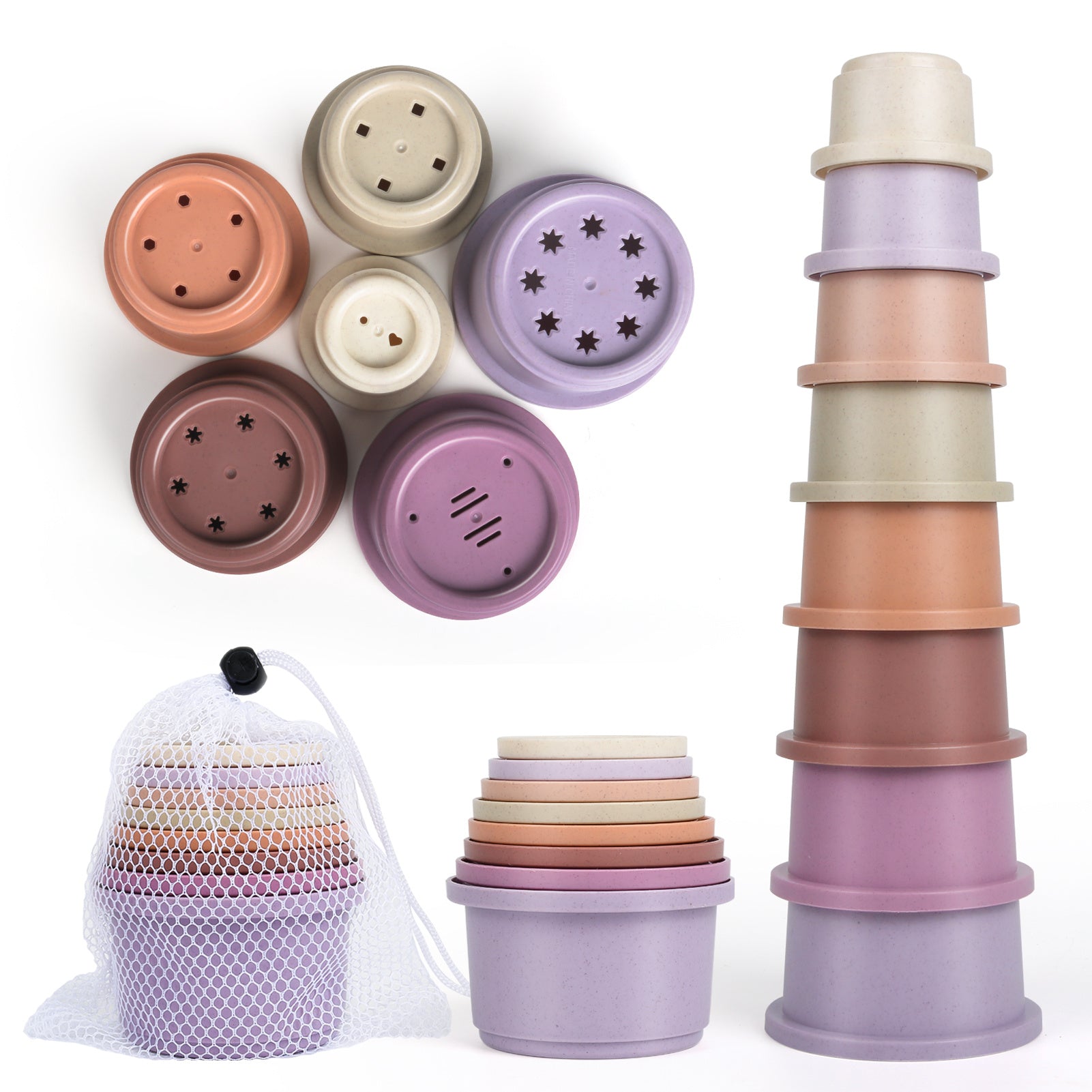 Toddler Stacking Bath Cup Toys Baby 8PCS Stackable Nesting Cups for Girls
