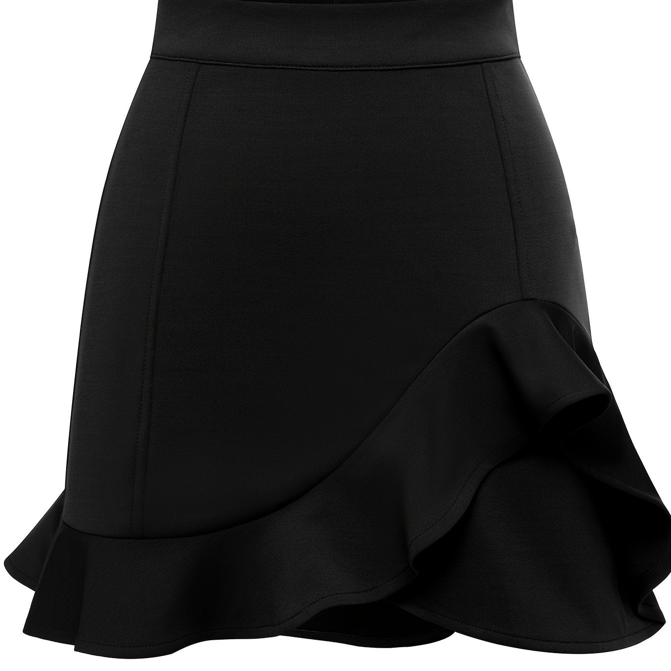 Ruffle Trim Bodycon Skirt Zip Back