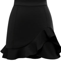 Ruffle Trim Bodycon Skirt Zip Back