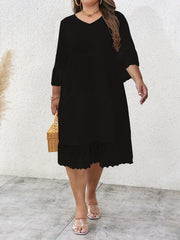 Women's Lace V-Neck Smock Dress