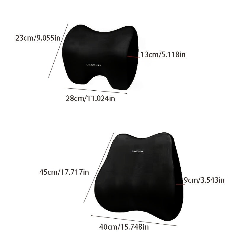 Memory Foam Car Headrest Neck Pillow Lumbar Support Set