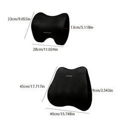 Memory Foam Car Headrest Neck Pillow Lumbar Support Set
