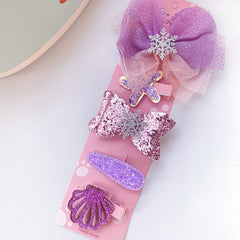 Glitter Crown Flower Bear Hairpin Set for Girls