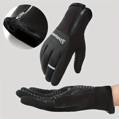 Men's Outdoor Winter Plush Warm Touch Screen Gloves Windproof Waterproof