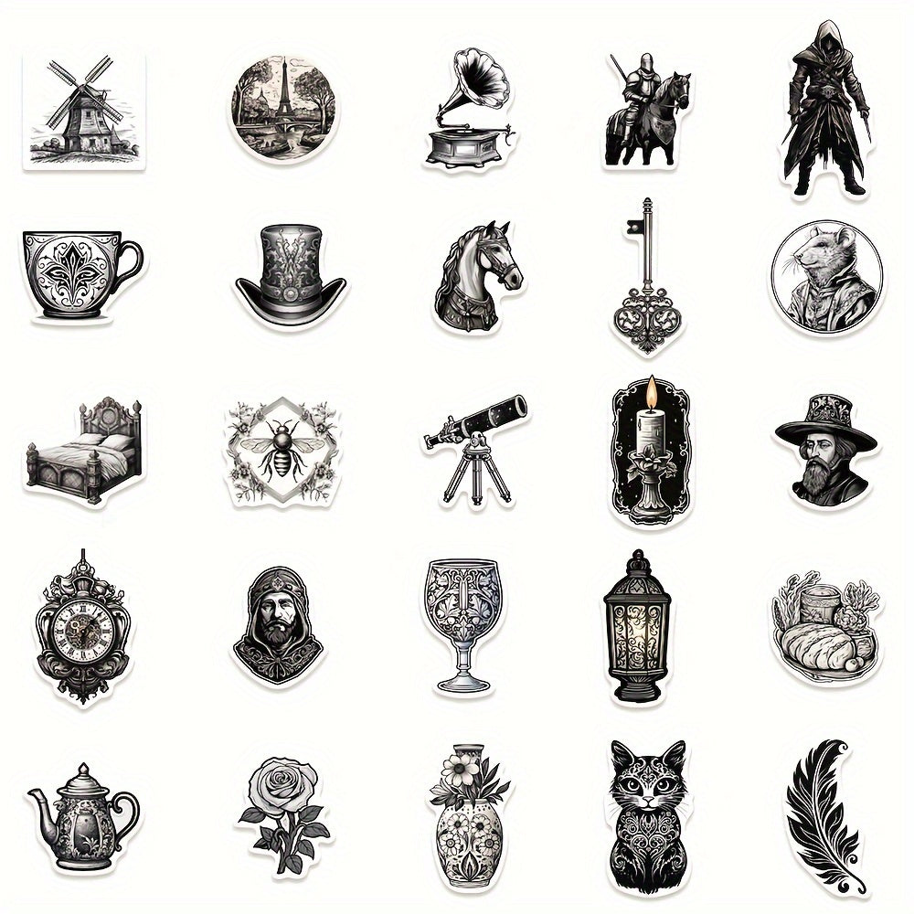 50pcs Medieval Style Phone Case Graffiti Stickers DIY Waterproof Decoration