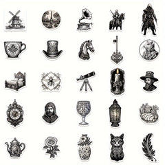 50pcs Medieval Style Phone Case Graffiti Stickers DIY Waterproof Decoration