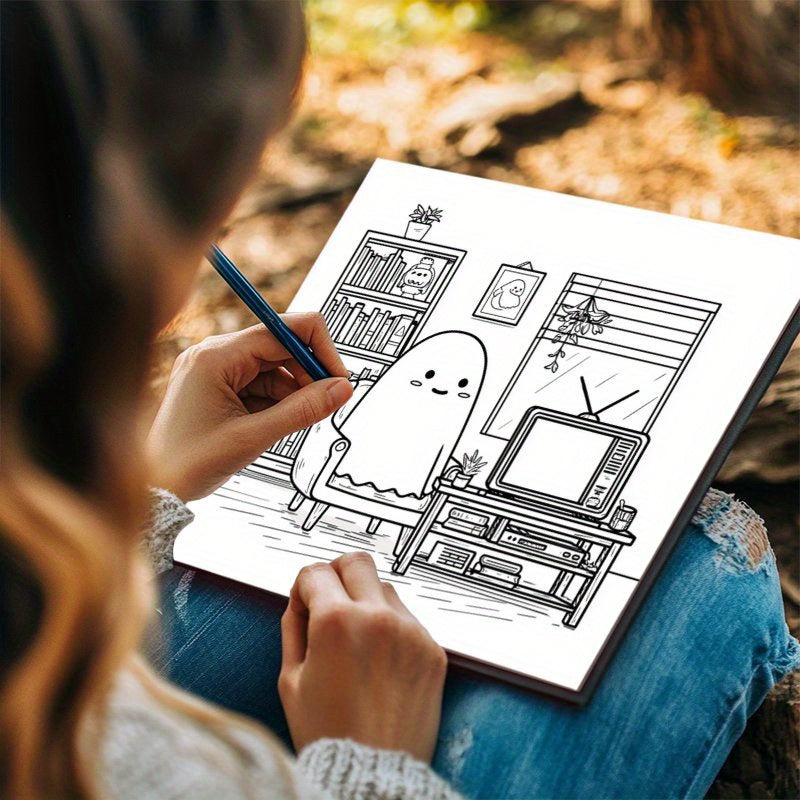 Halloween Night Coloring Book - Single Sided Printing - 22 Pages Thick Paper