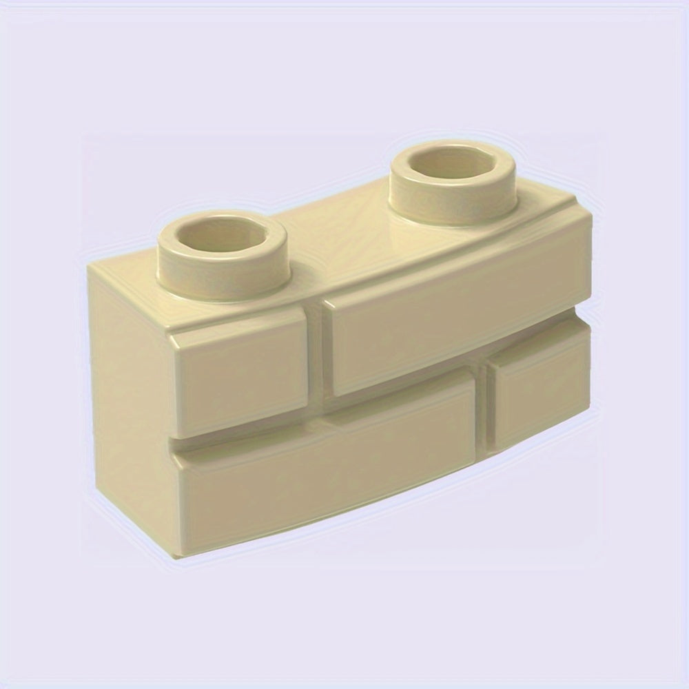9pcs Building Block Set Curved Wall Tiles & Lattice Bricks Khaki ABS