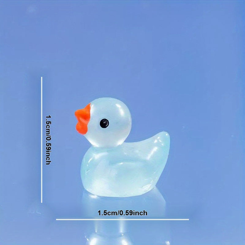 30 Mini Glow Dark Yellow Duck Toys DIY Decorative Ducks Garden Party Supplies