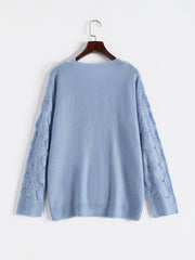 Eyelet Embroidered Lace Trim Sweater