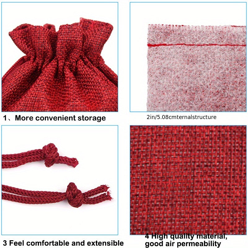 3pcs Jute Drawstring Natural Burlap Bag Jute Gift Bags Size Jewelry Packaging