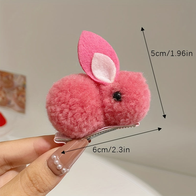 Bunny Plush Hair Clips for Girls