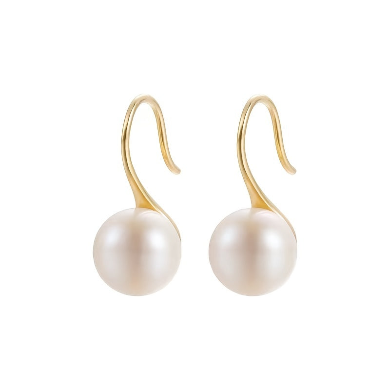925 Silver Freshwater Pearl Drop Earrings Formal Dress Banquet Accessories