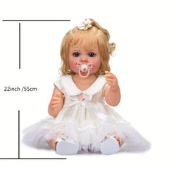 22" Realistic Vinyl Doll with Hand Planted Hair, Waterproof