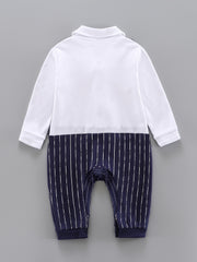 Bowtie Gentleman Romper Striped Long Sleeve Jumpsuit Baby Boys