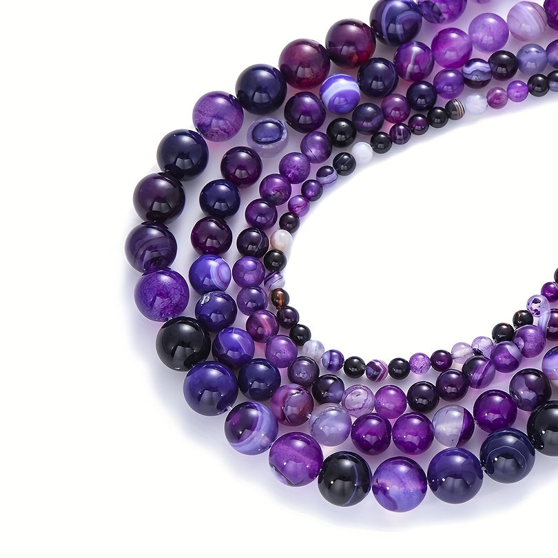 Purple Agates Round Beads 4-12mm Natural Stone Spacer Beads for DIY Bracelet