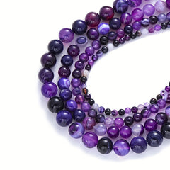Purple Agates Round Beads 4-12mm Natural Stone Spacer Beads for DIY Bracelet
