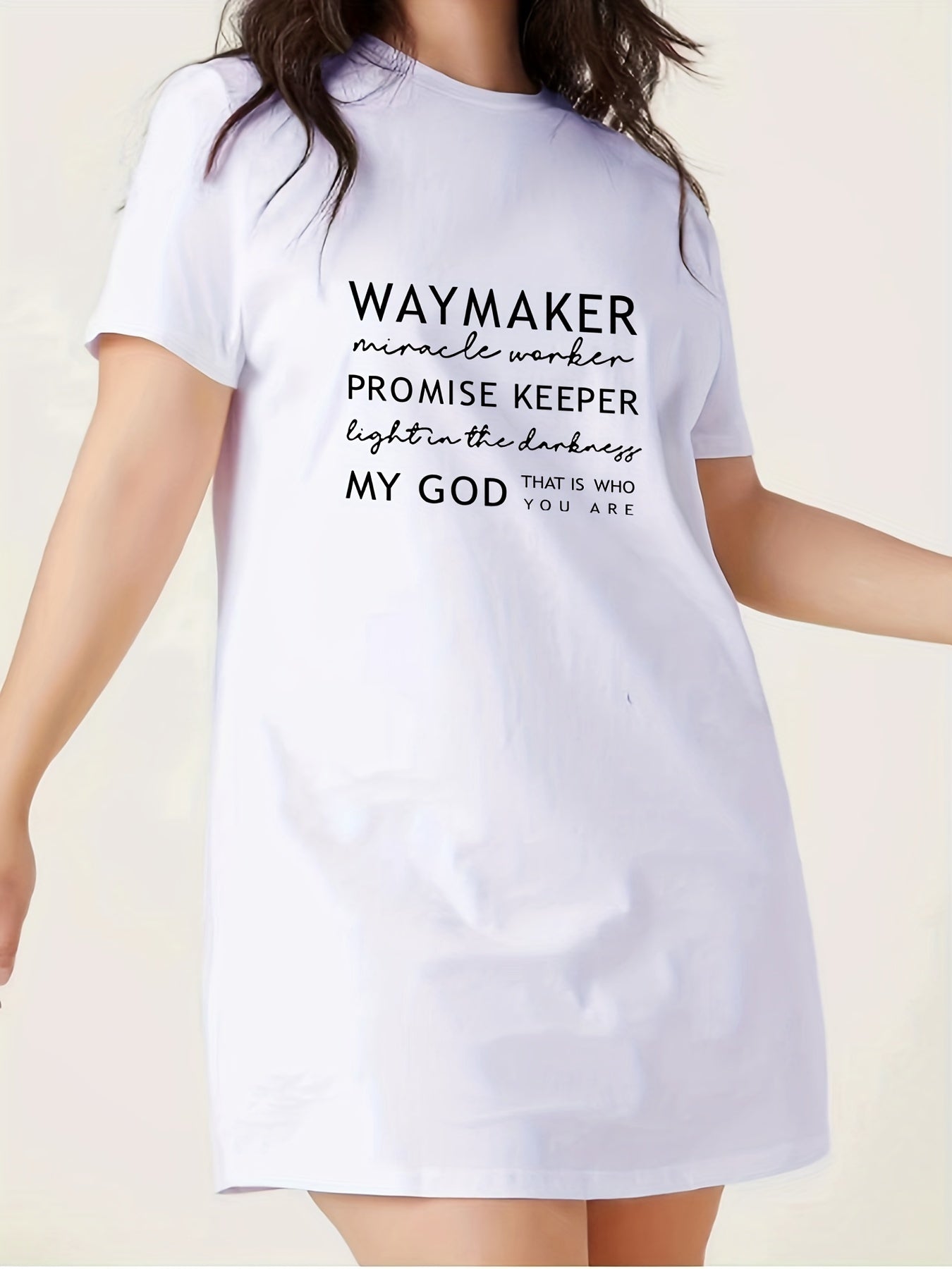 Women's Sleep Dress Letter Print Short Sleeve