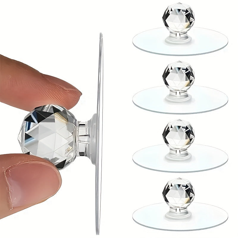20pcs Adhesive Door Knobs Transparent Cabinet Drawer Handles Hooks