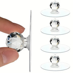 20pcs Adhesive Door Knobs Transparent Cabinet Drawer Handles Hooks