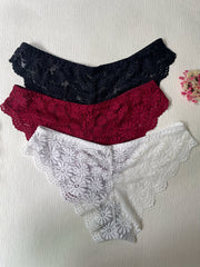 3pcs Lace Briefs- Comfy & Breathable Panties Women's Lingerie
