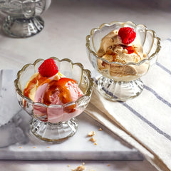 Clear Glass Dessert Bowl Ice Cream Cups Sundae Fruit Salad Snack Cocktail Condim