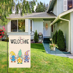Easter Garden Flag Gnomes Bunny Eggs Double Sided Outdoors Decoration 30x45 cm