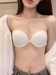 Strapless Non-Slip Push-Up Bra Solid Bandeau Comfy Breathable Women's Lingerie